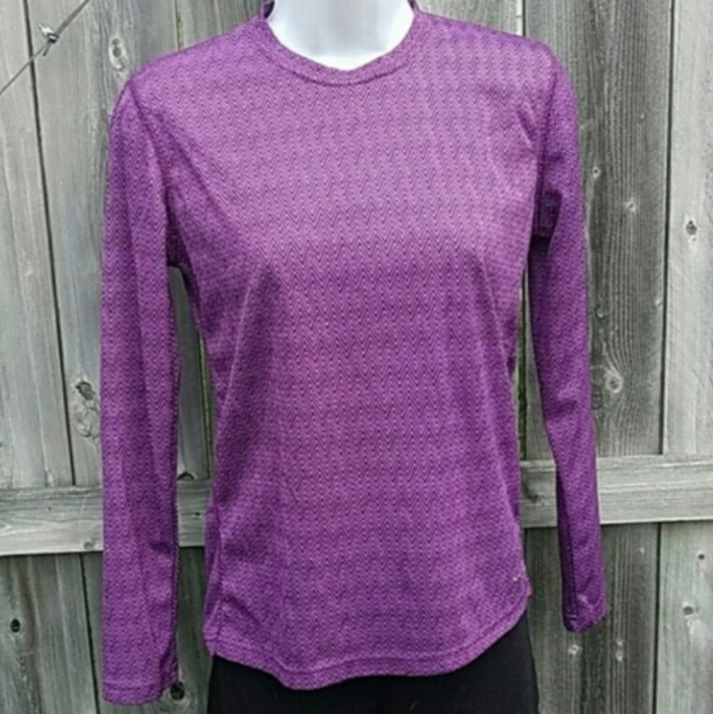 Silky Chevron Top in Purple with Long Sleeves New Without Tags